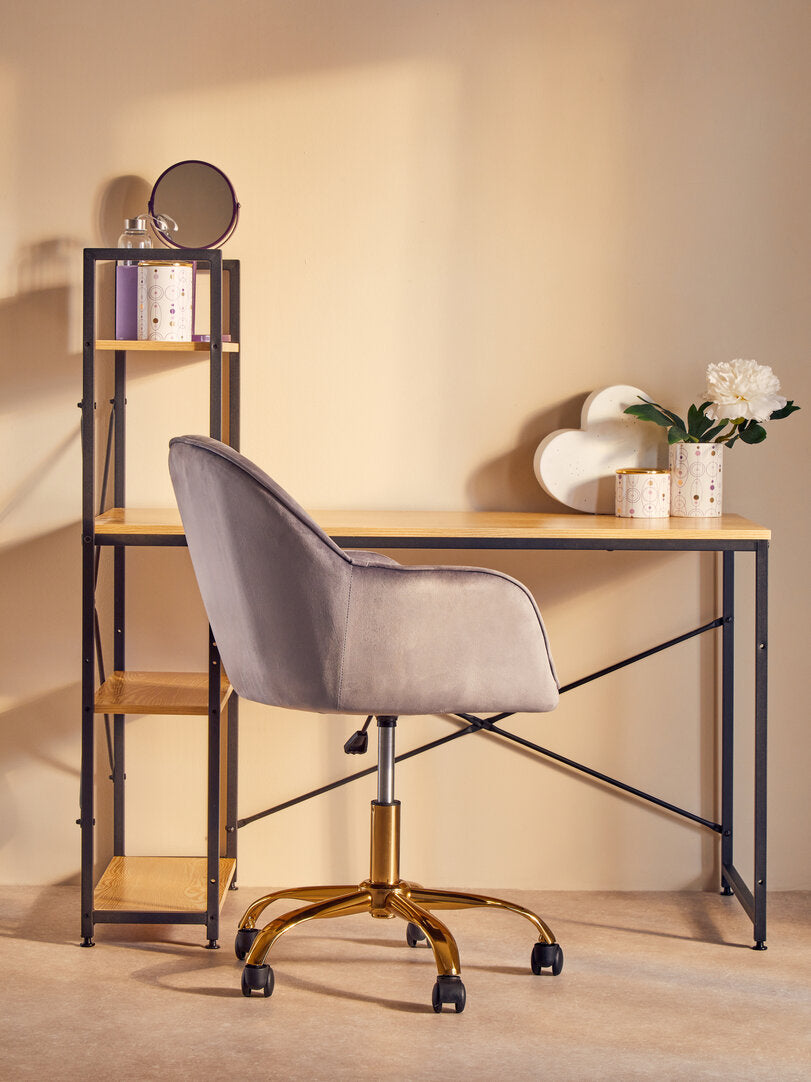 Florence Grey Velvet And Gold Base Home Office Chair