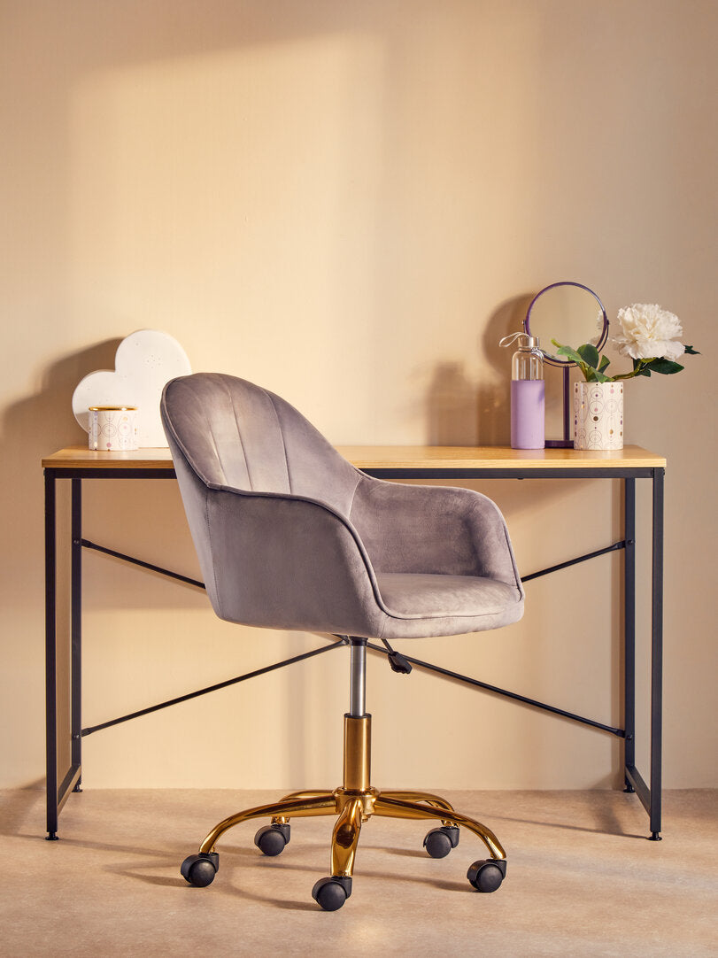 Florence Grey Velvet And Gold Base Home Office Chair