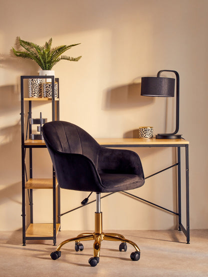 Florence Black Velvet And Gold Base Home Office Chair