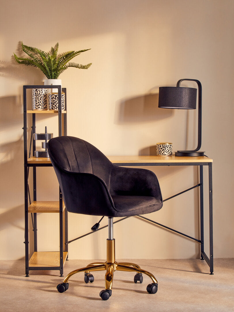 Florence Black Velvet And Gold Base Home Office Chair