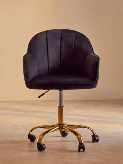 Florence Black Velvet And Gold Base Home Office Chair