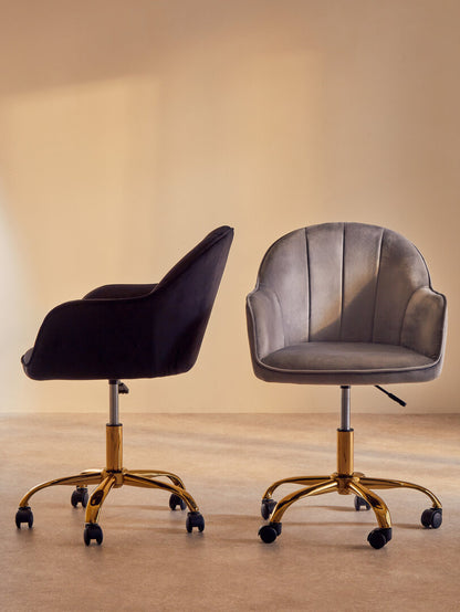 Florence Black Velvet And Gold Base Home Office Chair