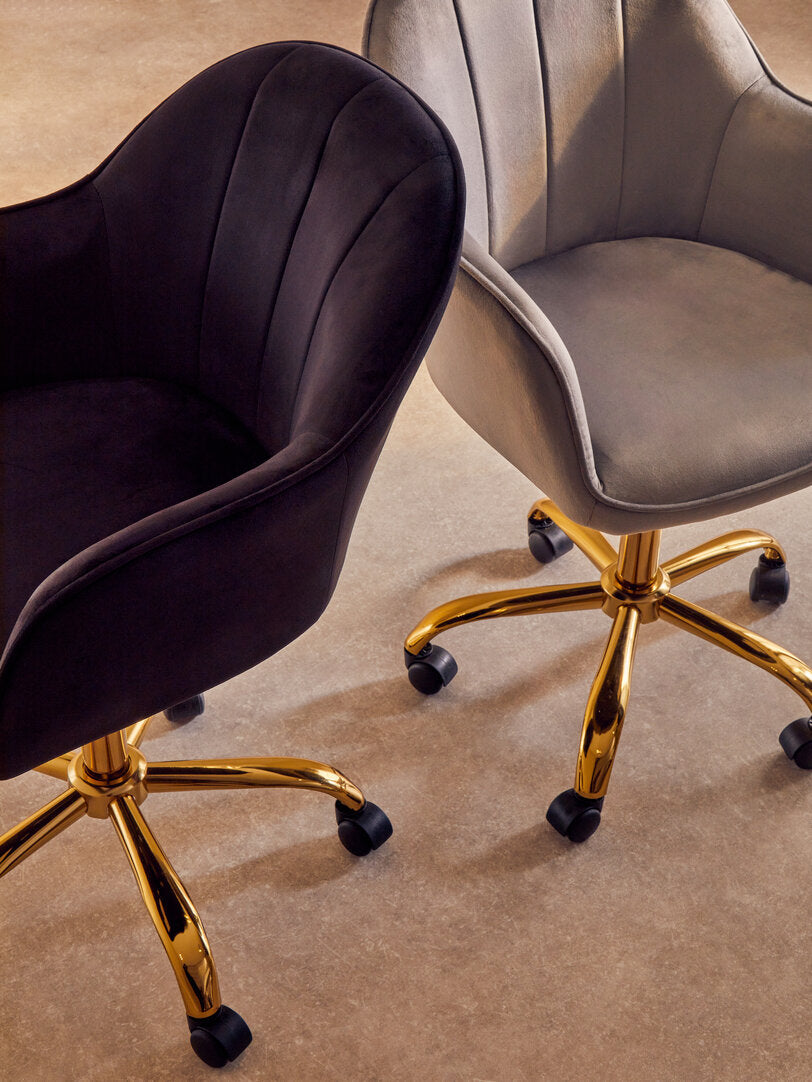 Florence Black Velvet And Gold Base Home Office Chair