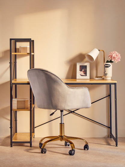 Florence Grey Velvet And Gold Home Office Chair