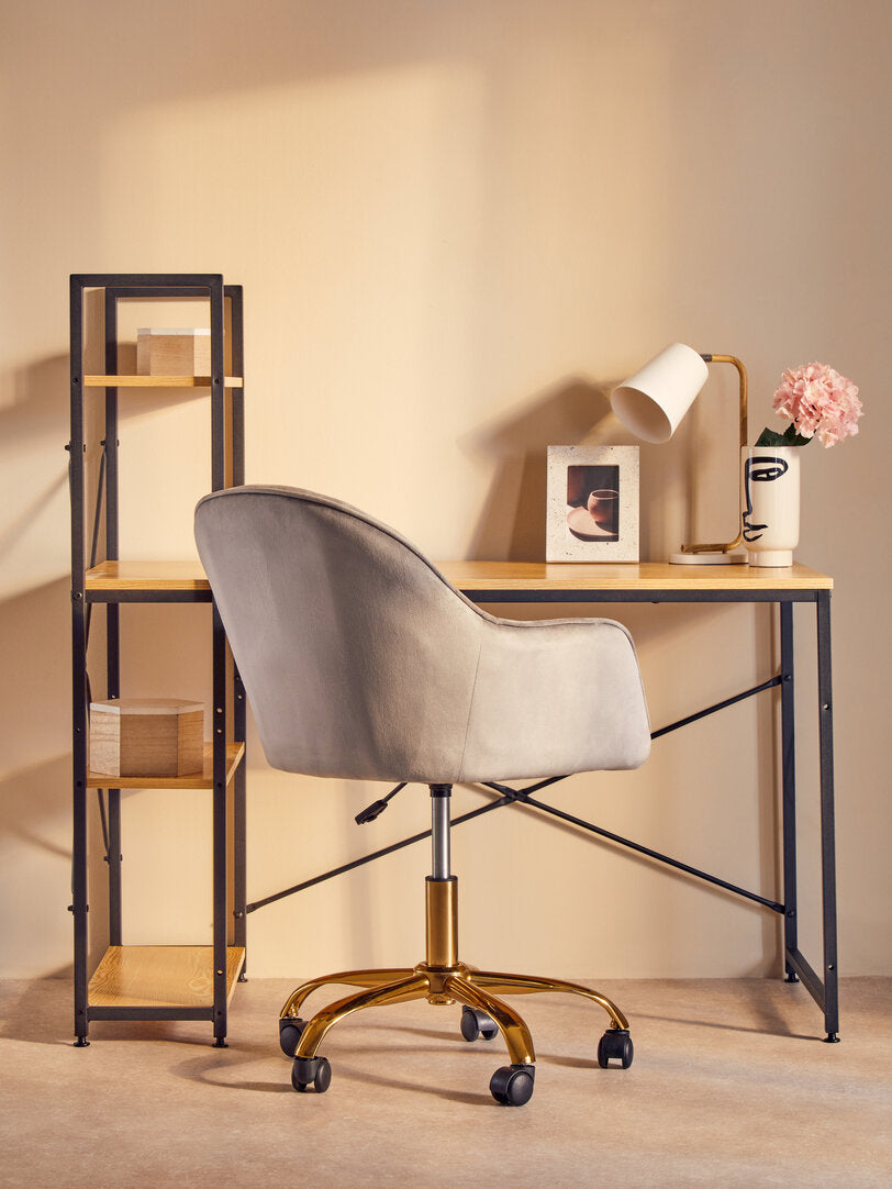 Florence Grey Velvet And Gold Home Office Chair