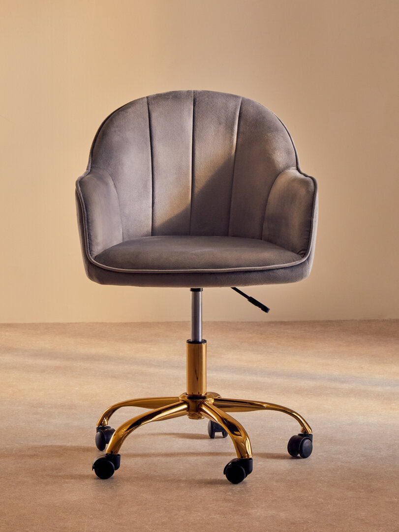Florence Grey Velvet And Gold Home Office Chair