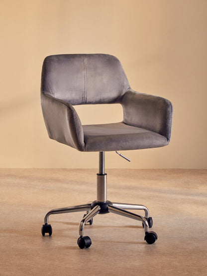 Florence Grey Velvet And Chrome Base Home Office Chair