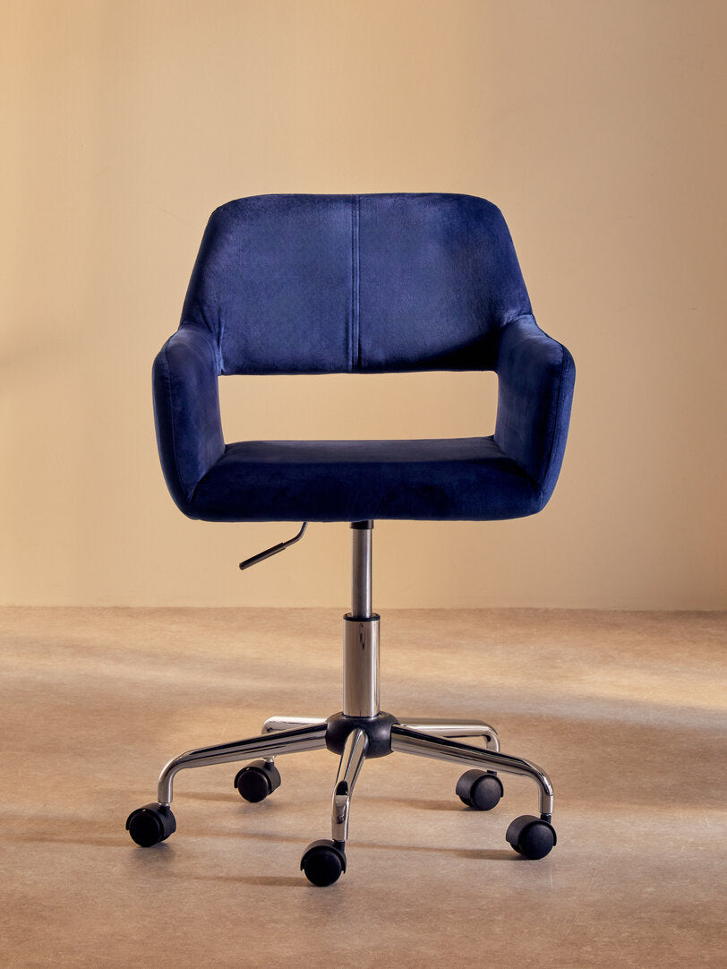 Florence Navy Velvet And Chrome Base Home Office Chair