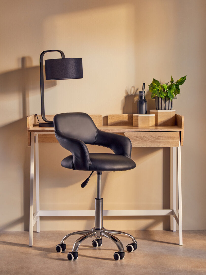 Aurora Black Home Office Chair with Curved Back