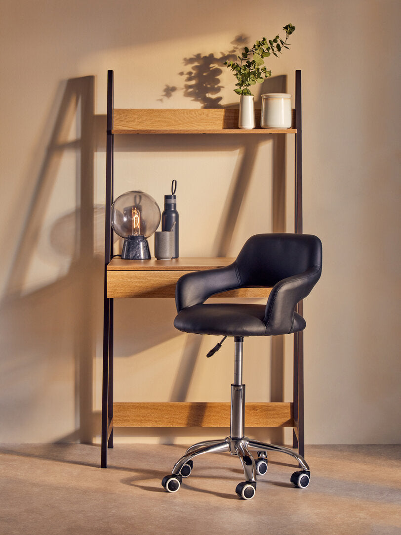 Aurora Black Home Office Chair with Curved Back