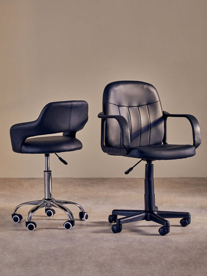 Aurora Black Home Office Chair with Curved Back