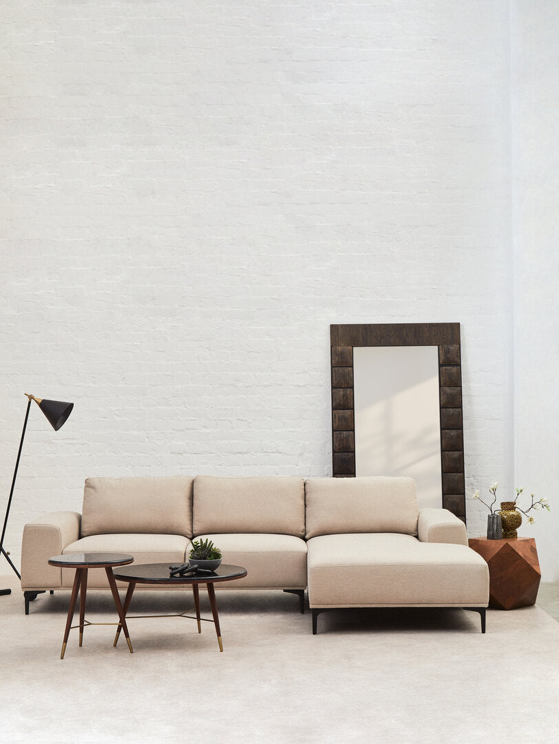 Cambridge 3 Seat Natural Fabric Right Chaise Sofa