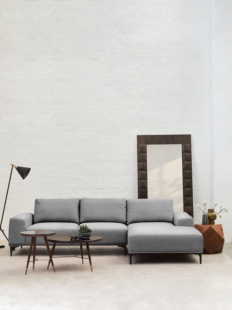 Cambridge 3 Seat Grey Fabric Right Chaise Sofa