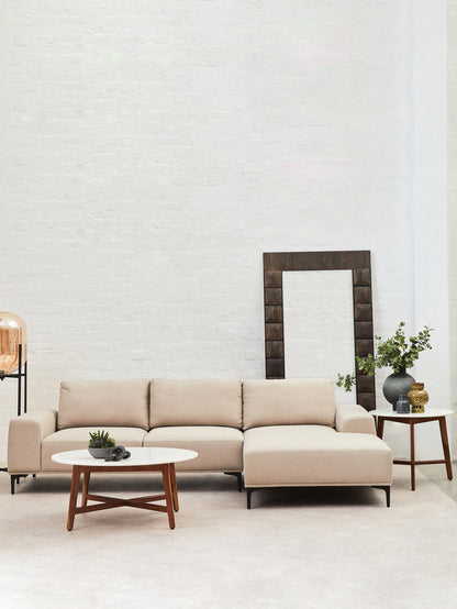 Cambridge 3 Seat Grey Fabric Right Chaise Sofa