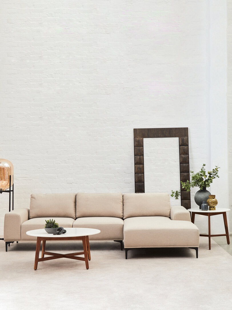 Cambridge 3 Seat Grey Fabric Right Chaise Sofa