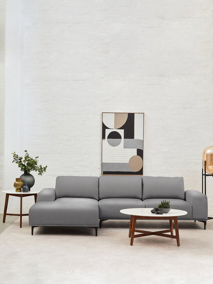 Cambridge 3 Seat Grey Fabric Left Chaise Sofa