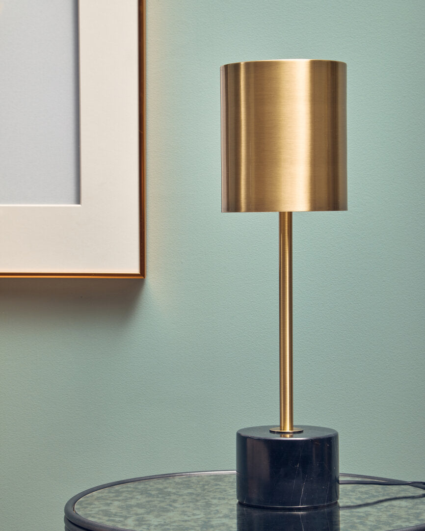 Carlton Brushed Brass Table Lamp with Black Marble Base