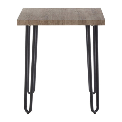 Filey Wooden Top Side Table with Hairpin Metal Legs