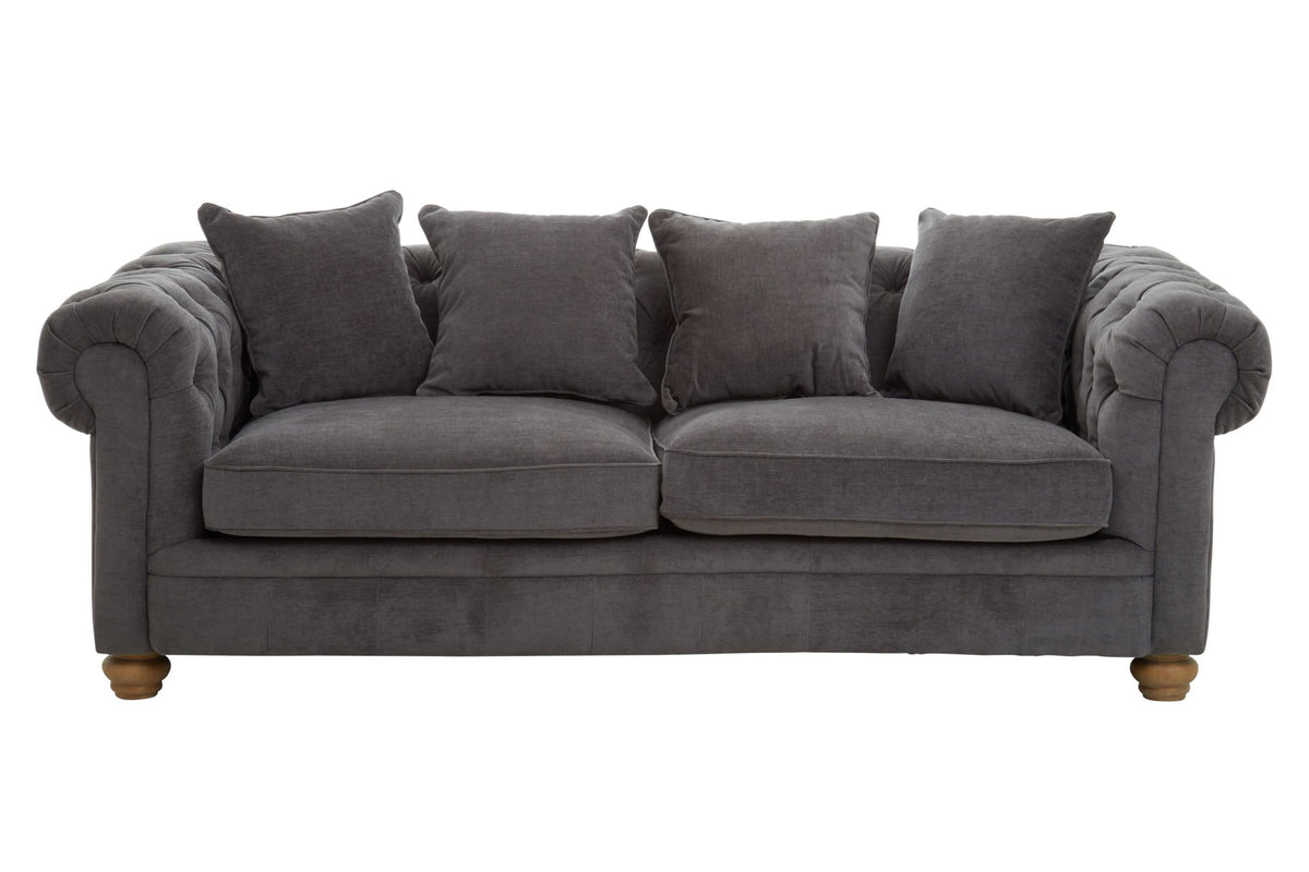 Turin Grey Fabric 3 Seater Sofa