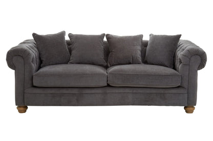 Turin Grey Fabric 3 Seater Sofa