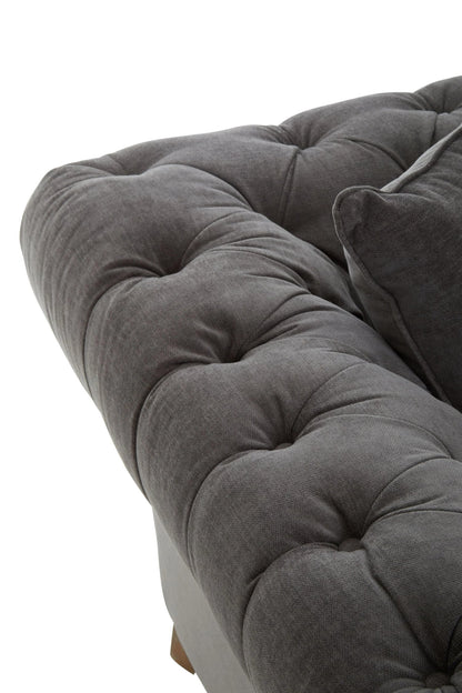 Turin Grey Fabric 3 Seater Sofa