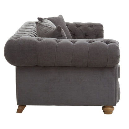 Turin Grey Fabric 3 Seater Sofa