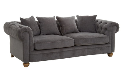 Turin Grey Fabric 3 Seater Sofa