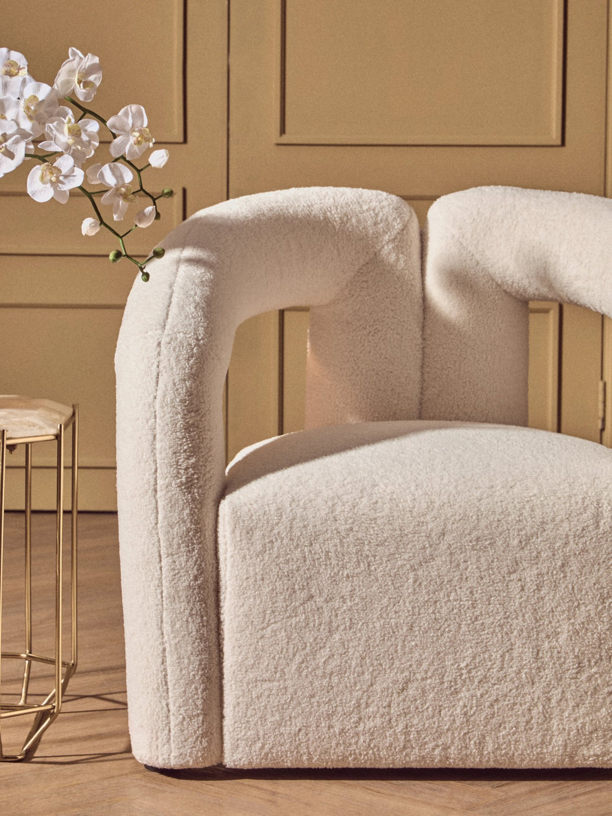 Matlock Ivory Boucle Effect Statement Chair