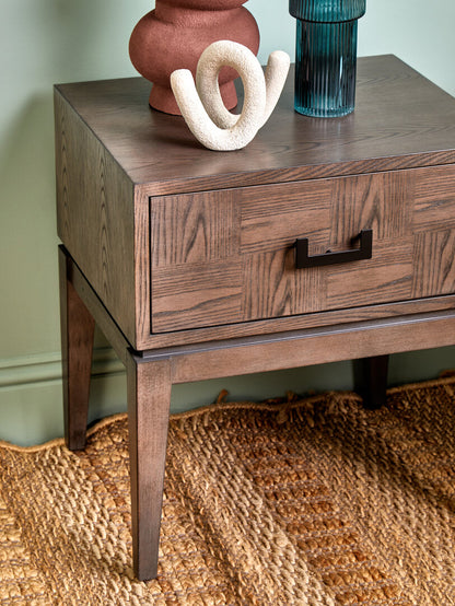 Vienna One Drawer Antique Grey Side Table