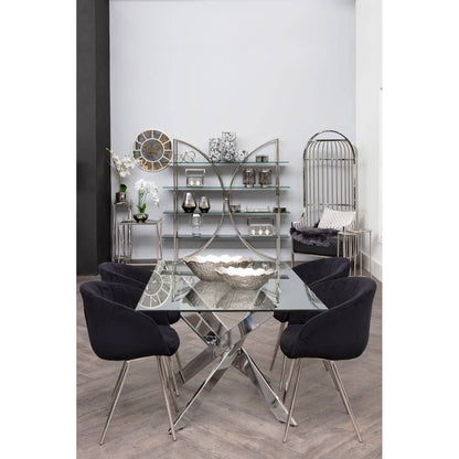 Valencia Black and Silver Velvet Chair