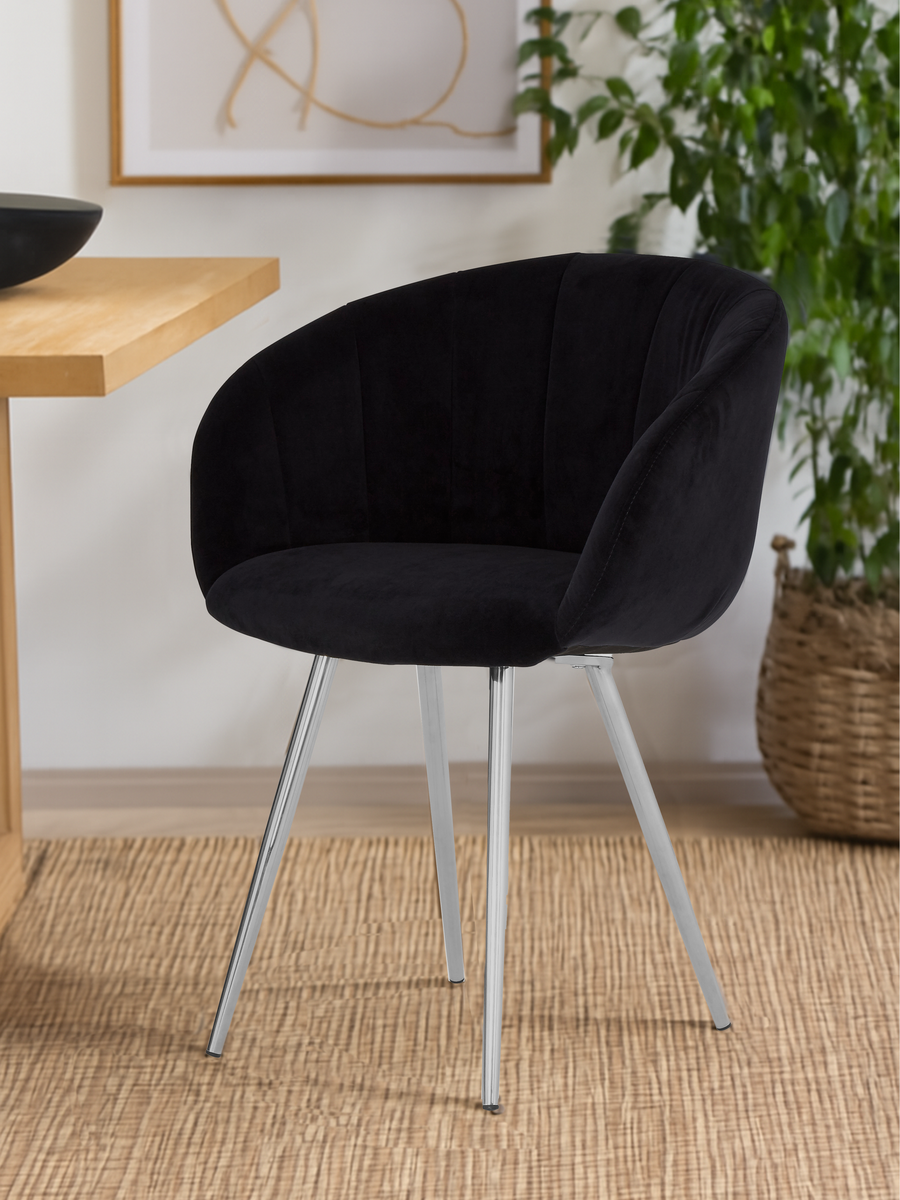 Valencia Black and Silver Velvet Chair
