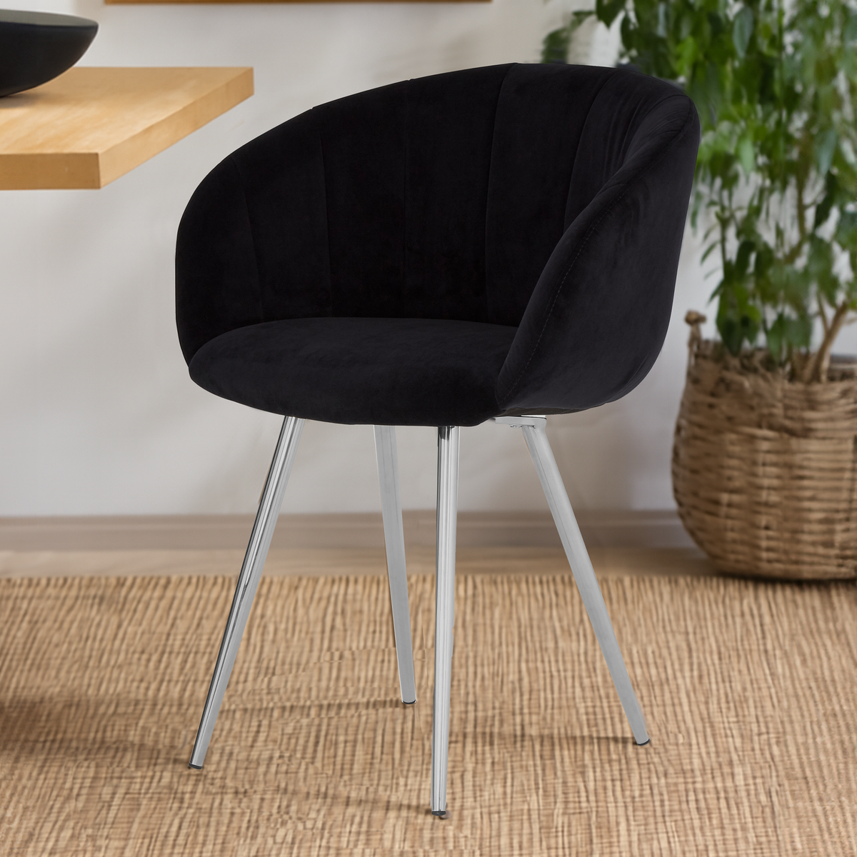 Valencia Black and Silver Velvet Chair