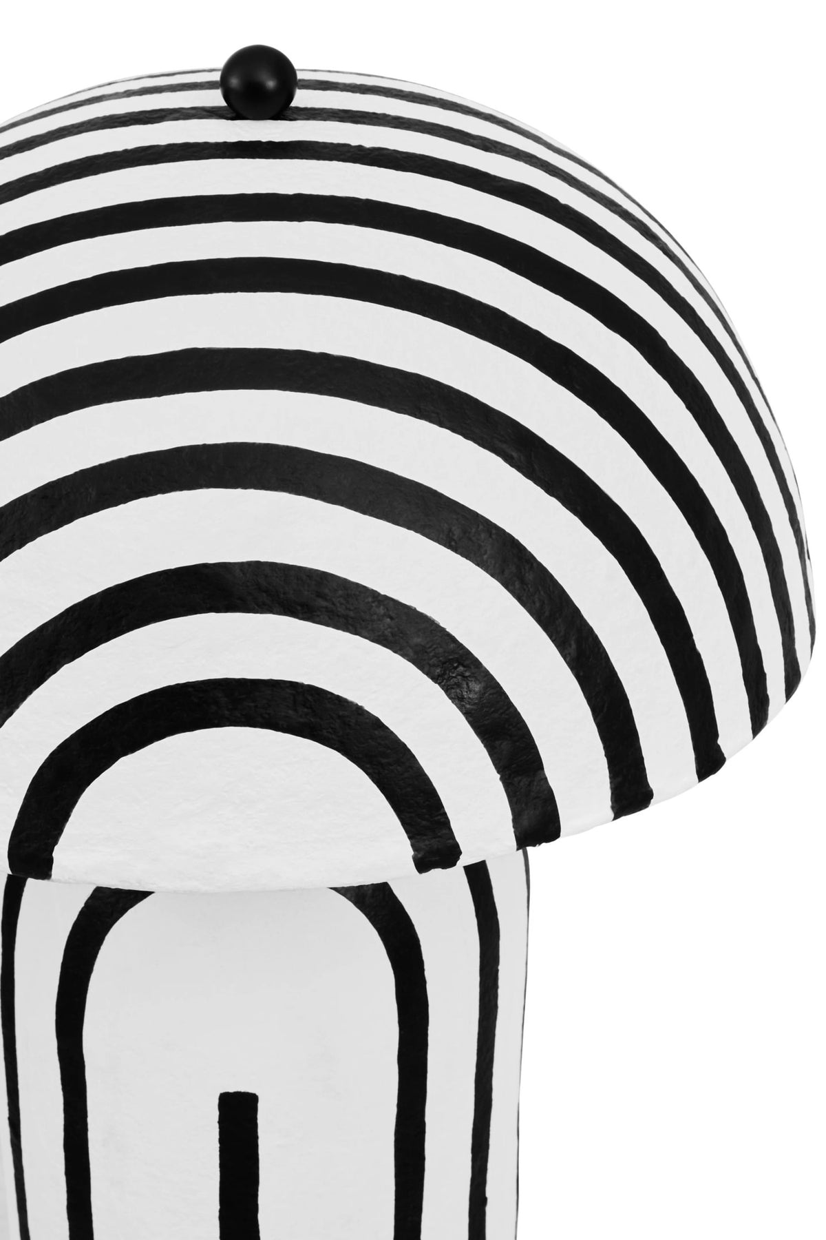 Turin Black and White Stripe Papier Mache Floor Lamp with Dome Shade