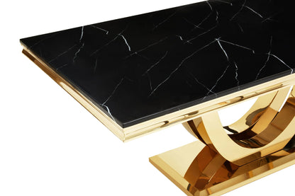 Windsor Black Faux Marble Rectangular Dining Table