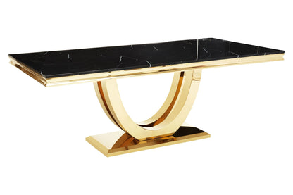 Windsor Black Faux Marble Rectangular Dining Table