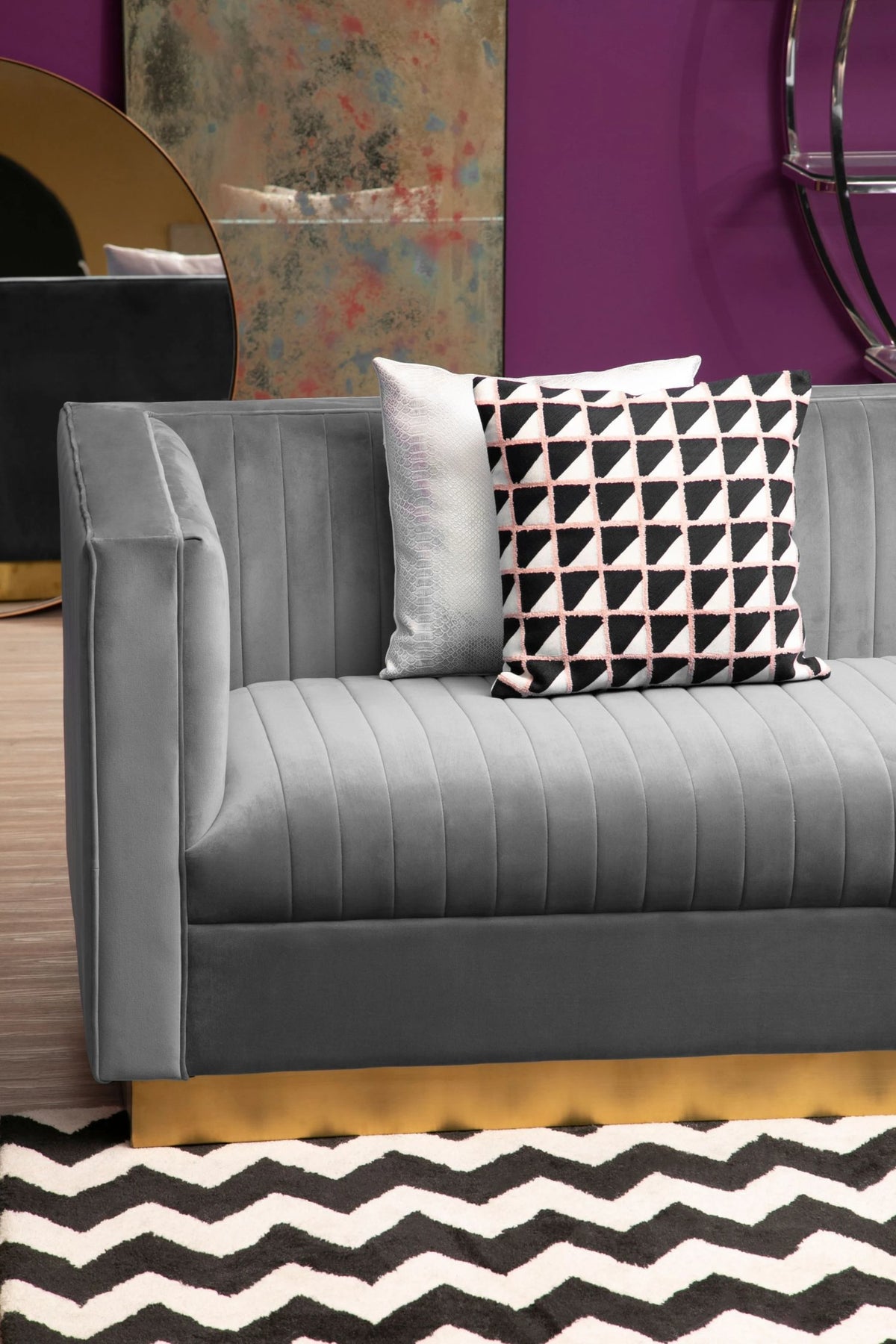 Knutsford Grey Velvet 3 Seat Sofa