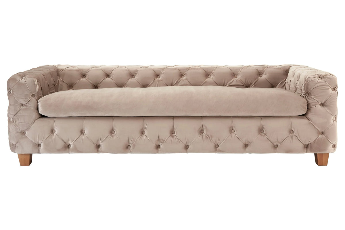 Eton 3 Seat Beige Velvet Sofa