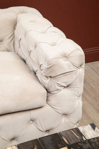 Eton 3 Seat Beige Velvet Sofa