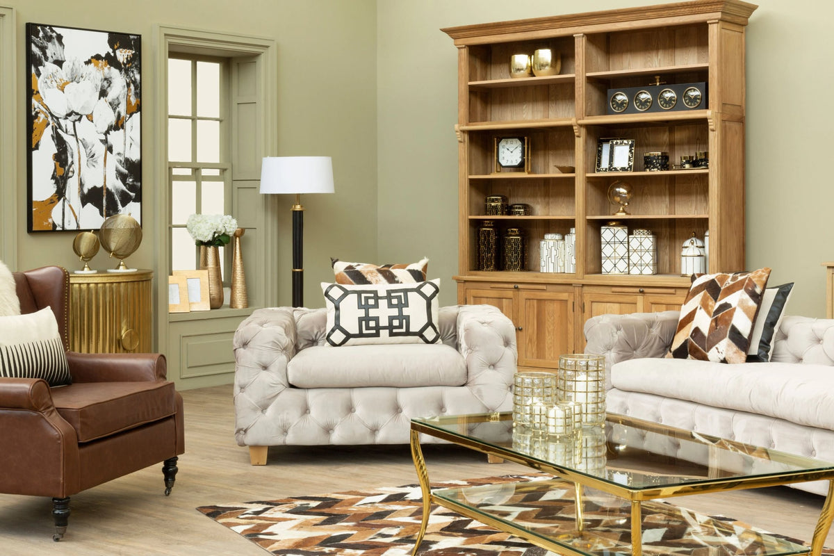 Eton 3 Seat Beige Velvet Sofa