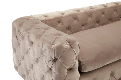 Eton 3 Seat Beige Velvet Sofa