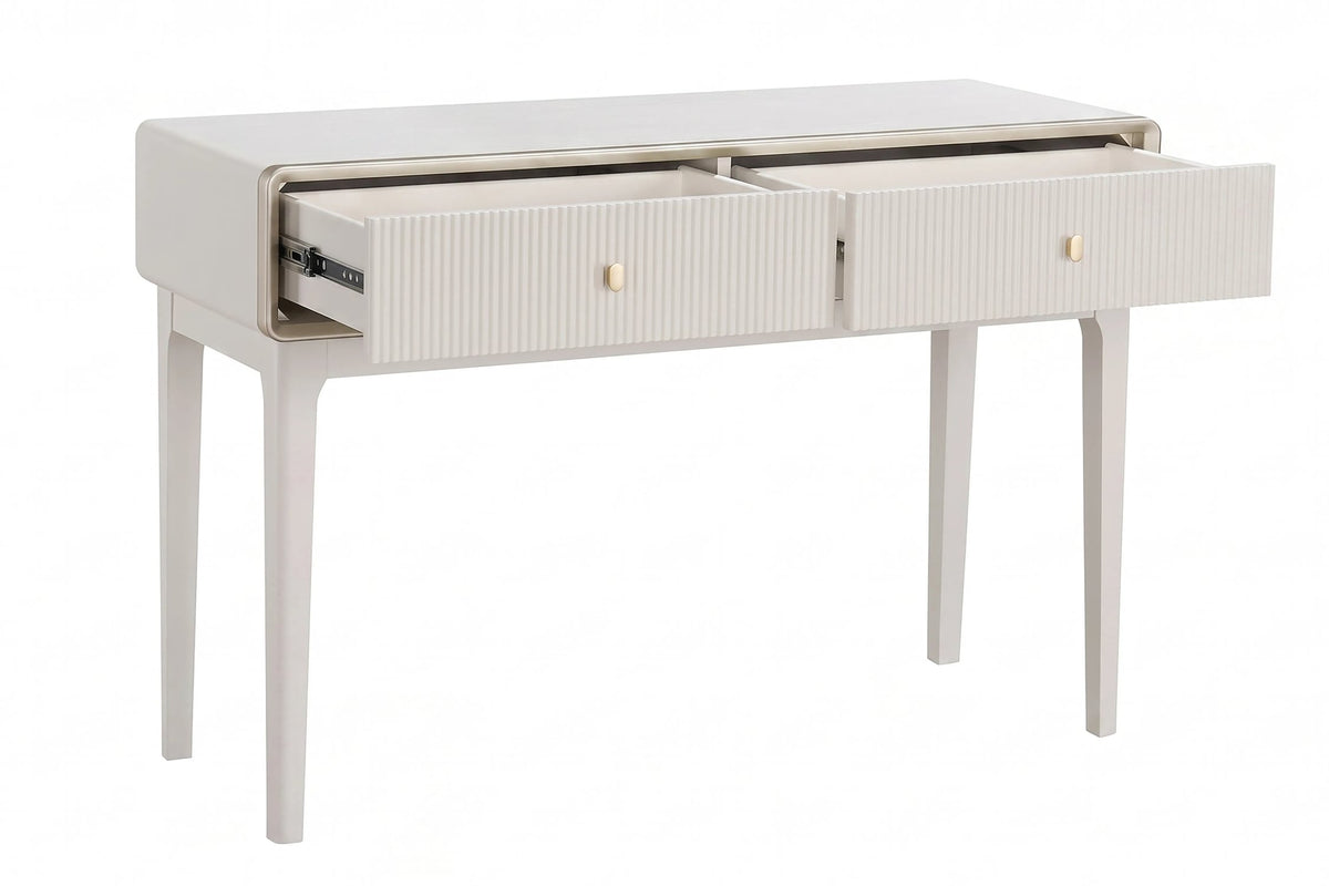 Rye Wood Veneer Two Drawer Dressing Table #colour_ivory