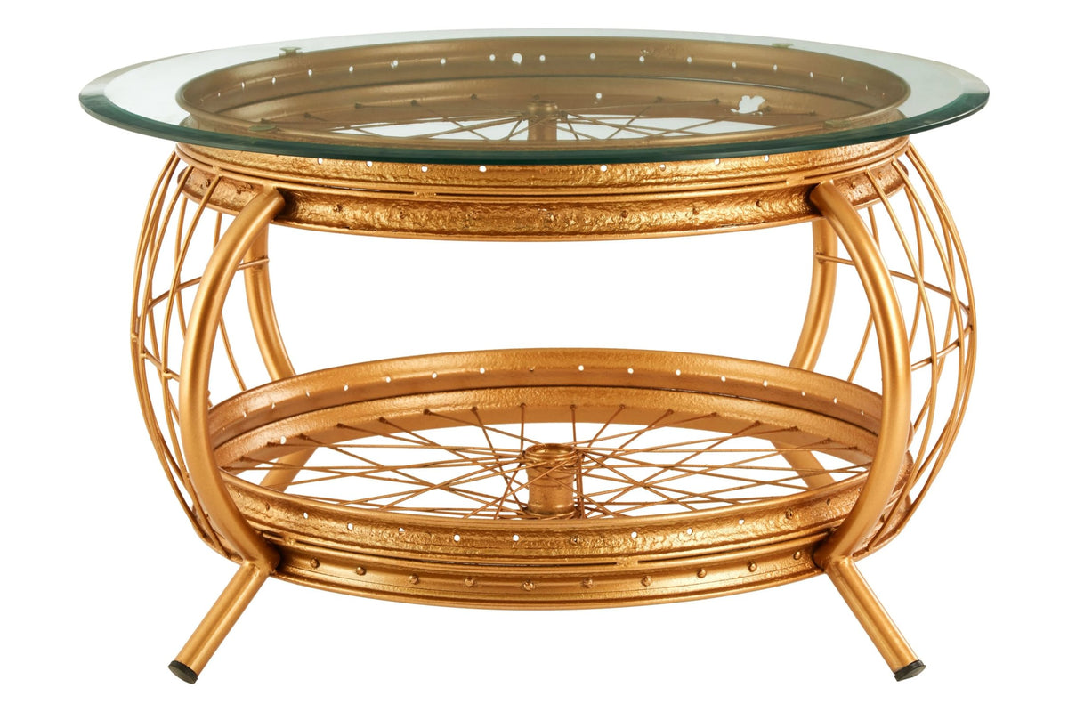 Lyndhurst Bicycle Wheel Coffee Table #colour_gold