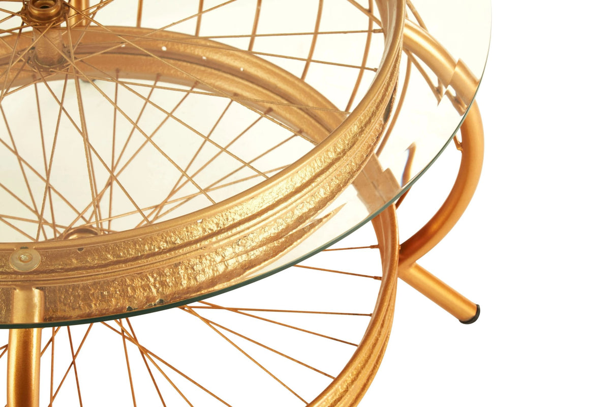 Lyndhurst Bicycle Wheel Coffee Table #colour_gold