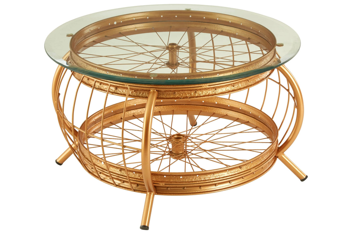 Lyndhurst Bicycle Wheel Coffee Table #colour_gold
