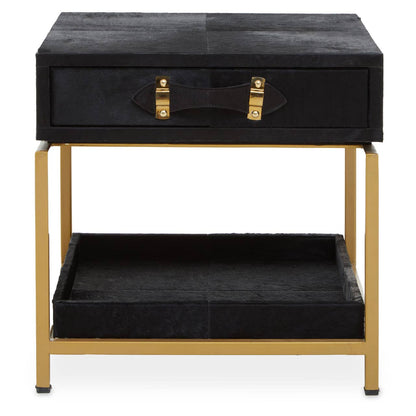 Vienna Hair On Leather Side Table 