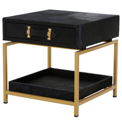 Vienna Hair On Leather Side Table 
