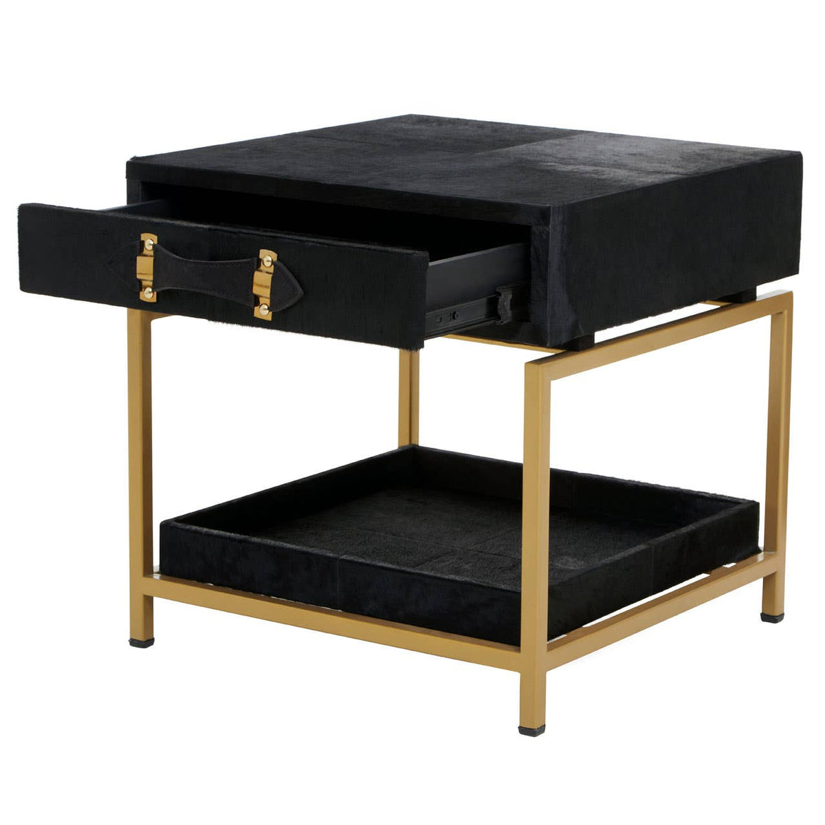 Vienna Hair On Leather Side Table 