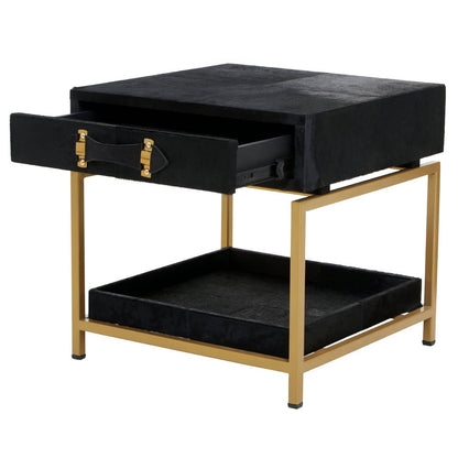 Vienna Hair On Leather Side Table 