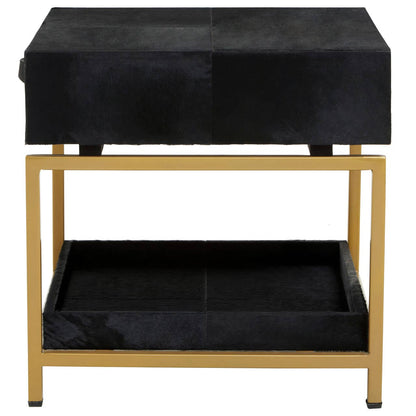 Vienna Hair On Leather Side Table 