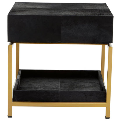 Vienna Hair On Leather Side Table 